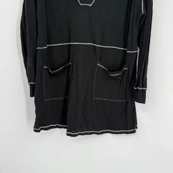 Natural Life Women Lounge Tunic Dress Size L Black  Long Sleeve Boho Surplice - Picture 3 of 10